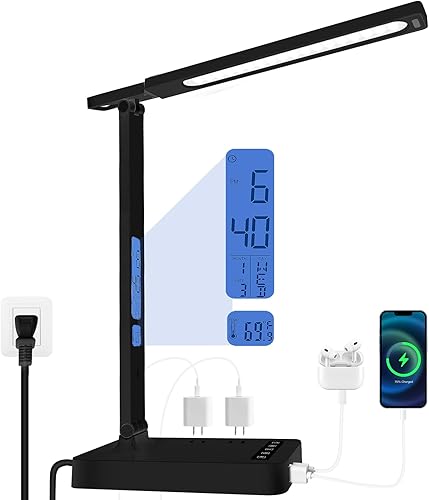 Miniatura 14 de karidi Lámpara de Escritorio LED Regulable Lámpara de Mesa con Puerto de Carga USB, 5 Modos de Iluminación, Control Sensible, Luz de Escritorio
