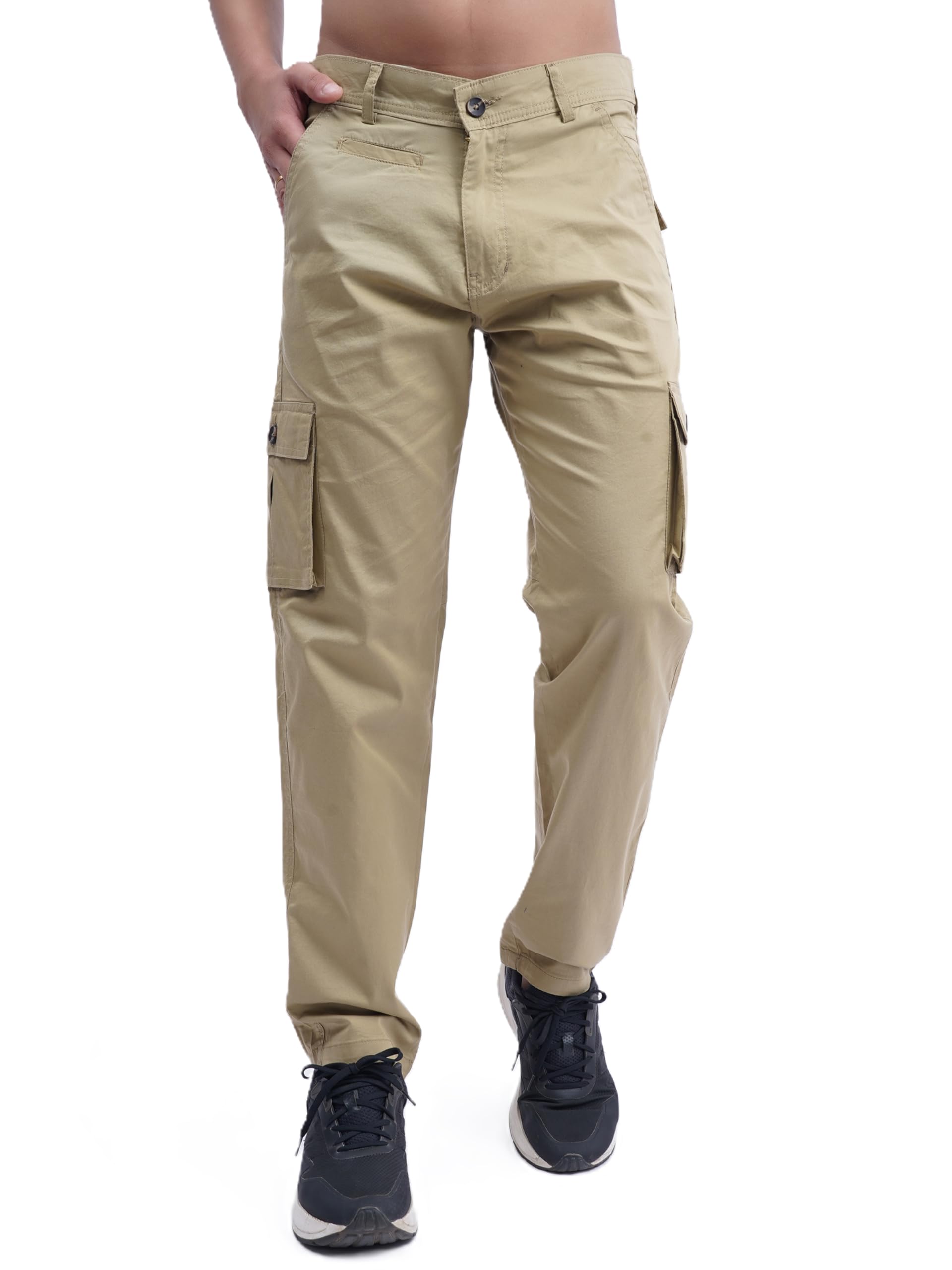 north origin Cotton Cargo Pants for Men, Khaki, Regular Fit, Multiple Pockets, Mid Rise, Casual Wear-picture-16