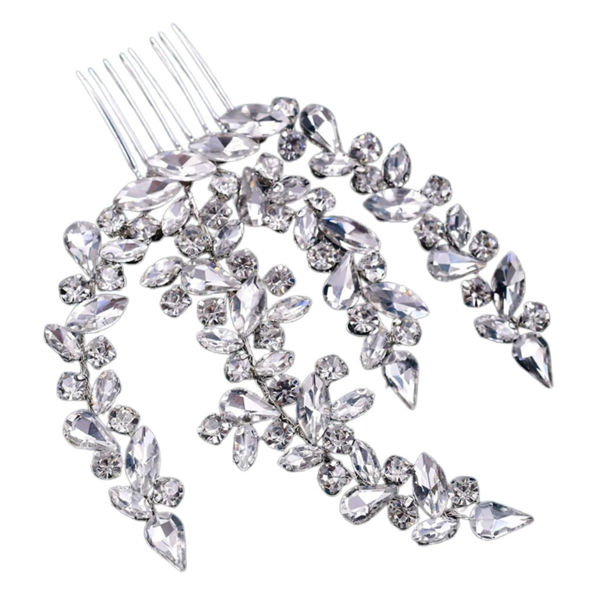 Ipetboom Pettine da Sposa con Cristalli Incastonati in Metallo, Accessorio per Acconciature Eleganti e Sofisticate