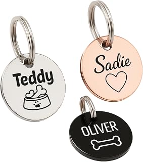 Custom Dog Tag & Cat ID Tag – Personalized Pet ID Tags, Stainless Steel, Deep Engraved, Double-Sided – Durable Name Tags for Dogs & Cats – Quiet, Rustproof, Long-Lasting (Regular 1.18 inch)