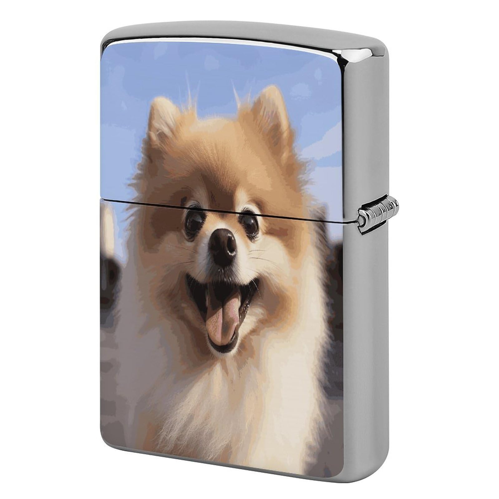 Btcowzrv Style Happy Pomeranian Metal Lighter Case Sleeve Cover Holder
