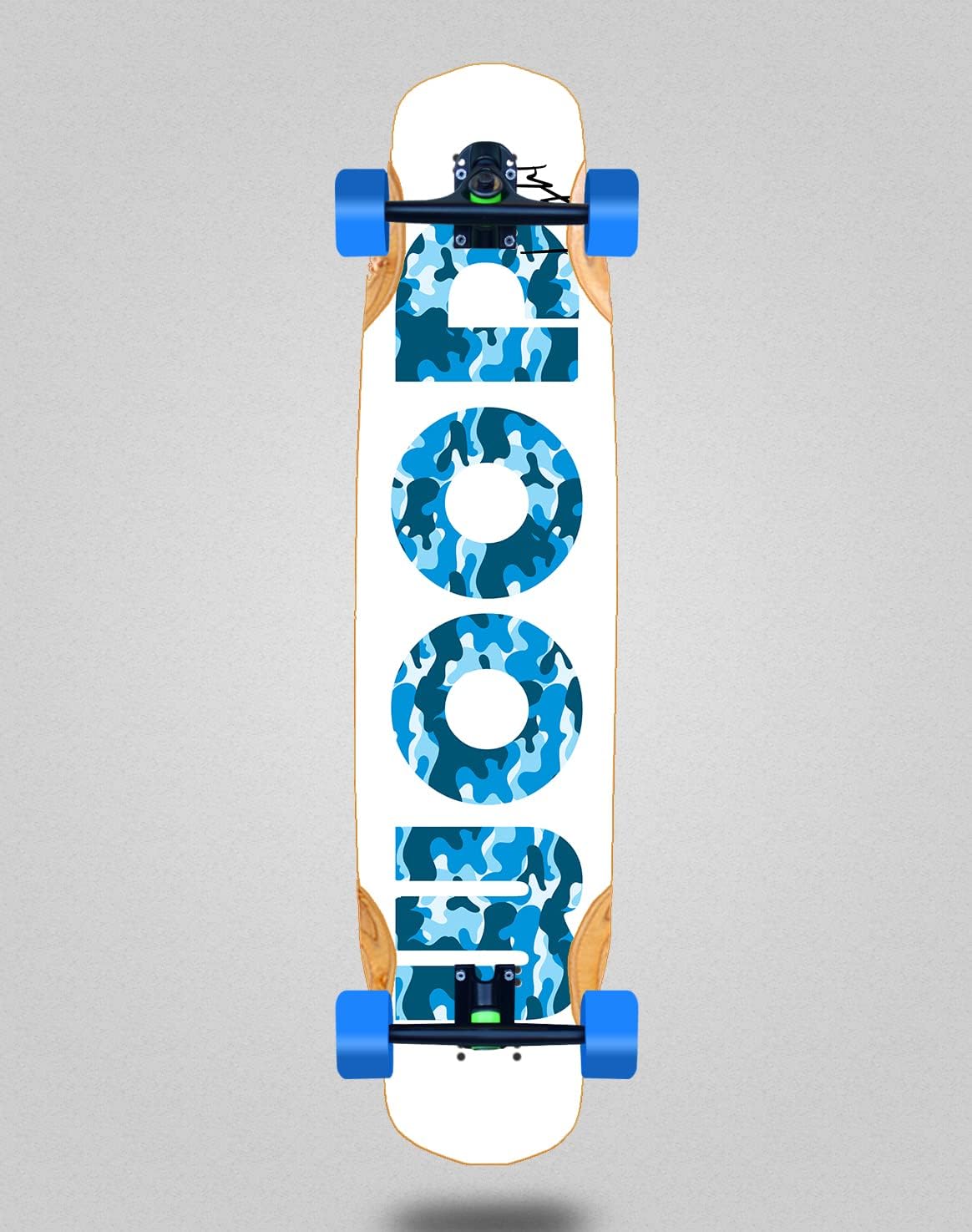 Wood Light Skate Skateboard Longboard Complete Mix Bamboo 38x8.45 Icon White Blue