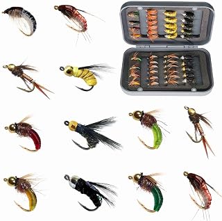 Fliegen-Set Forelle und Barsch, 37 Stk. mit Box