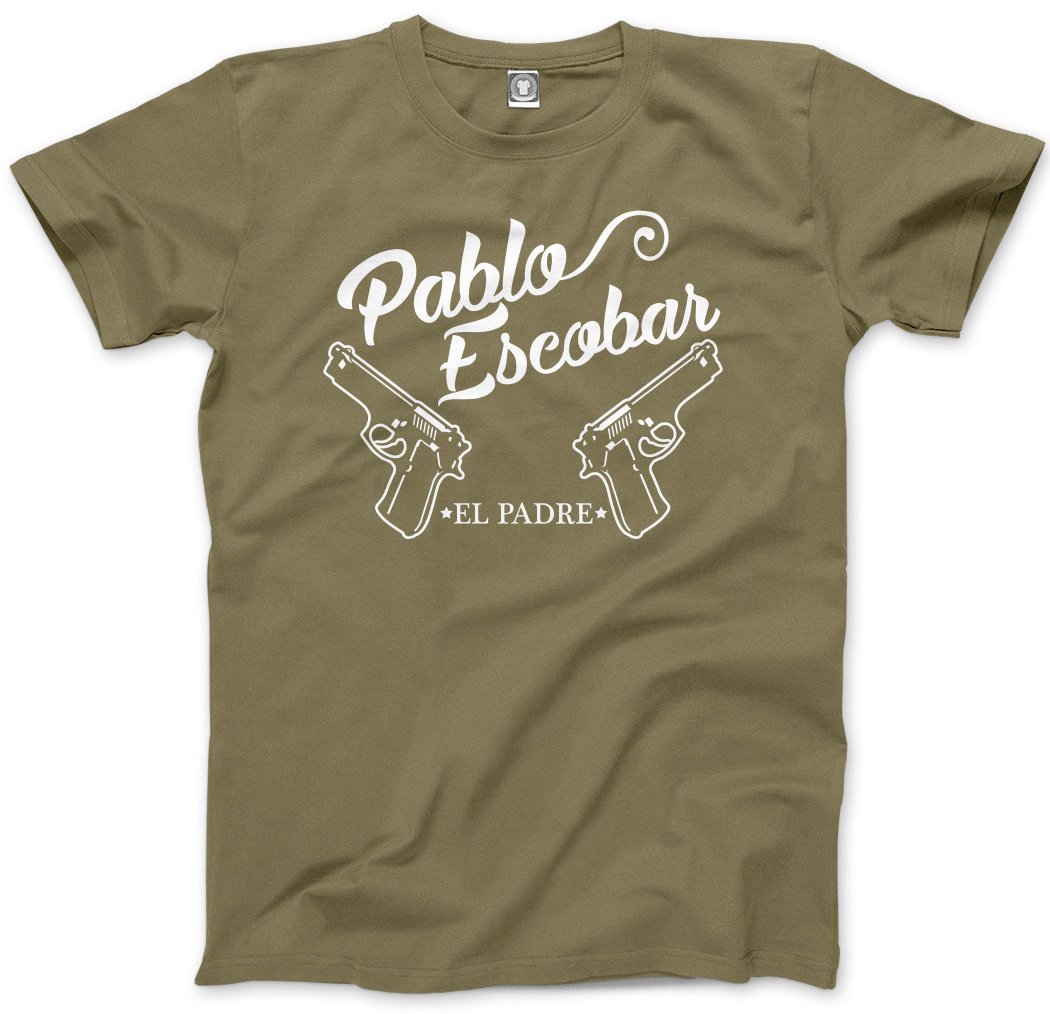 HotScamp Pablo Escobar El Padre Drug Lord Men's Unisex T-Shirt - Khaki Medium