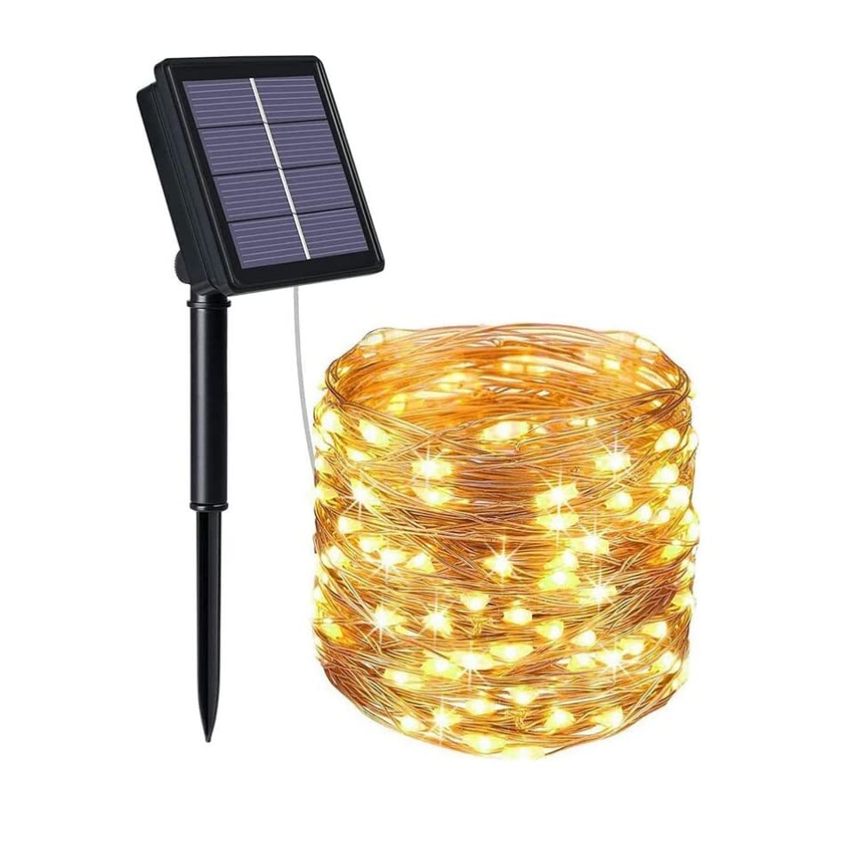 Volunx Solar LED Lights Warm White 20M/65ft 200LED Christmas String Lights Outdoor, 8 Modes, Solar Garden Light Waterproof Copper Wire, Tree Patio, Yard, Party, Wedding, Decor