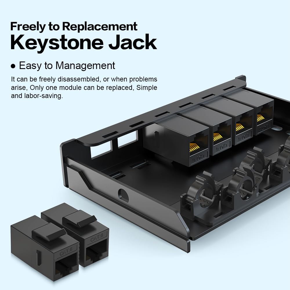 Snapklik.com : Enmane 6 Port Patch Panel 0.5U CAT6 Keystone Patch Panel