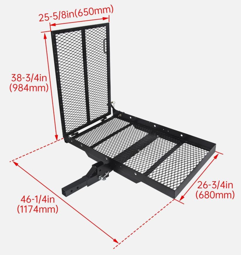 Mobility Carrier Trailer Hitch Mount Cargo Folding Wheelchair Scooter Rack Ramp