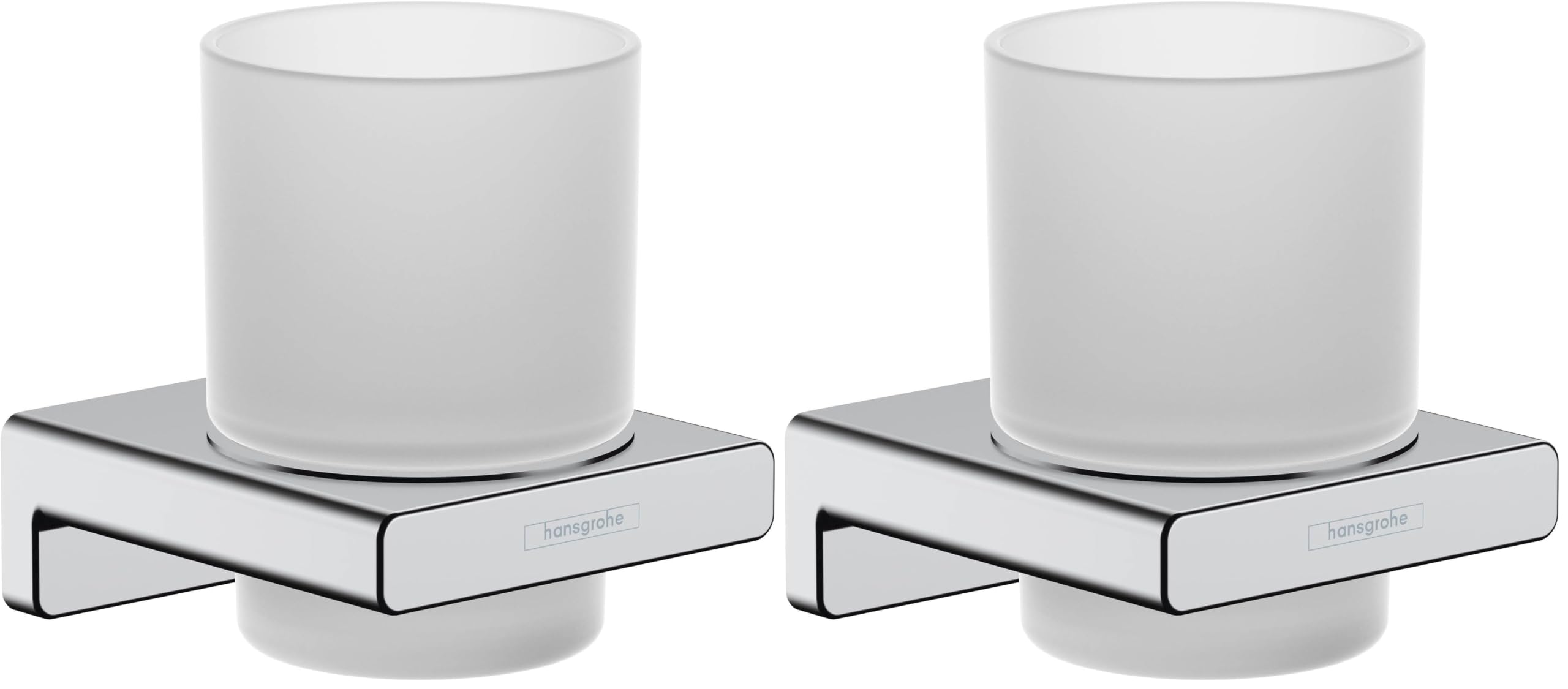 hansgrohe AddStoris - Zahnputzbecher, Zahnbürstenhalter für Wandmontage, Zahnbürstenbecher, verdeckte Befestigung, Badezimmer Zubehör, Chrom, 41749000 (Packung mit 2)