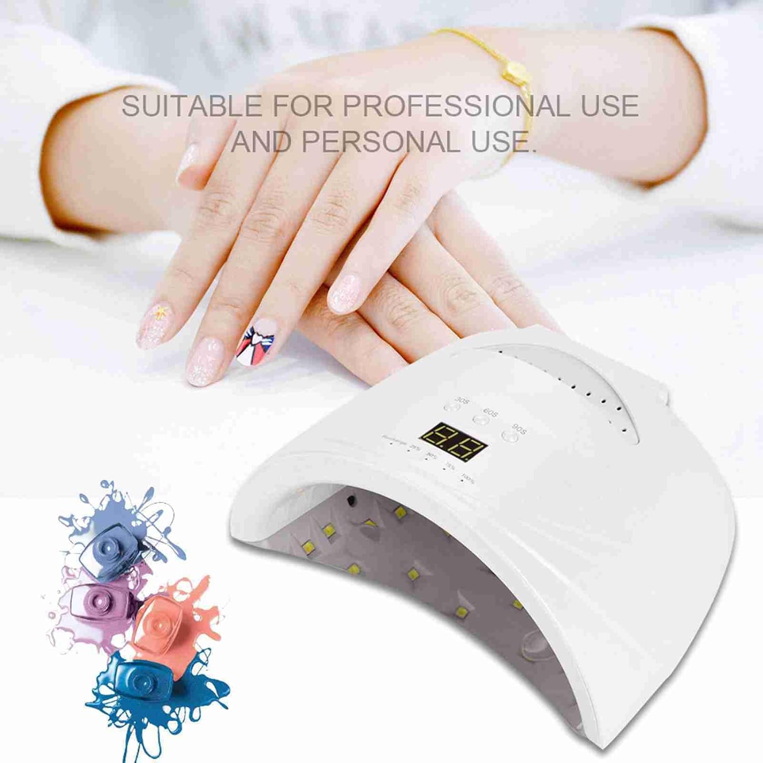 LED Nail Lamp, 48W Cordless Rechargeable Nail Lamp, Nail Led light Nail Polish Dryer Tool, Gifts for Woman Girl (US Plug)