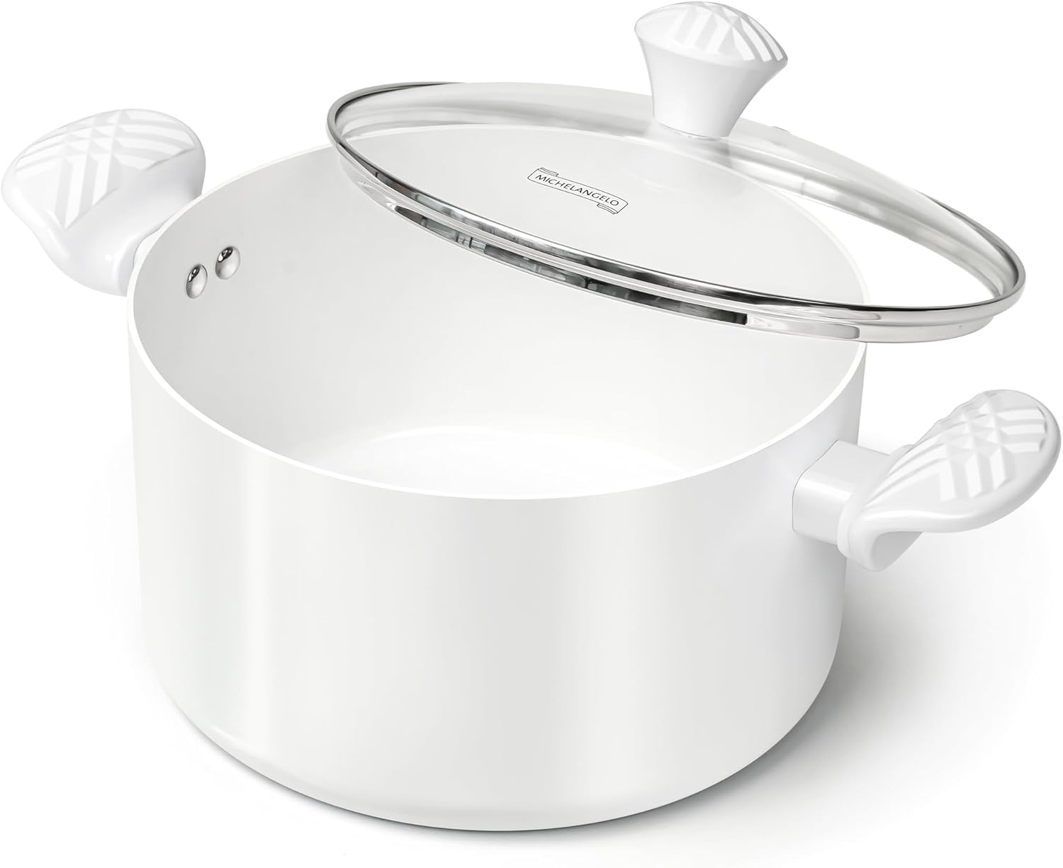 MICHELANGELO Stock Pot with Lid, 6 Quart Soup Pot with Lid, Nonstick Ceramic Cooking Pot with Stay-Cool Handle, Induction Compatible - 6QT, Black