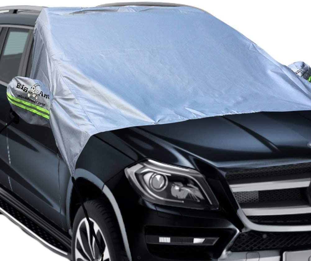 Big Ant Car Windscreen Cover,Magnetic Snow Cover,Windshield Sun Protector Waterproof Dust Cover and Ice Protector in All Weather Car Cover with Two Mirror Covers