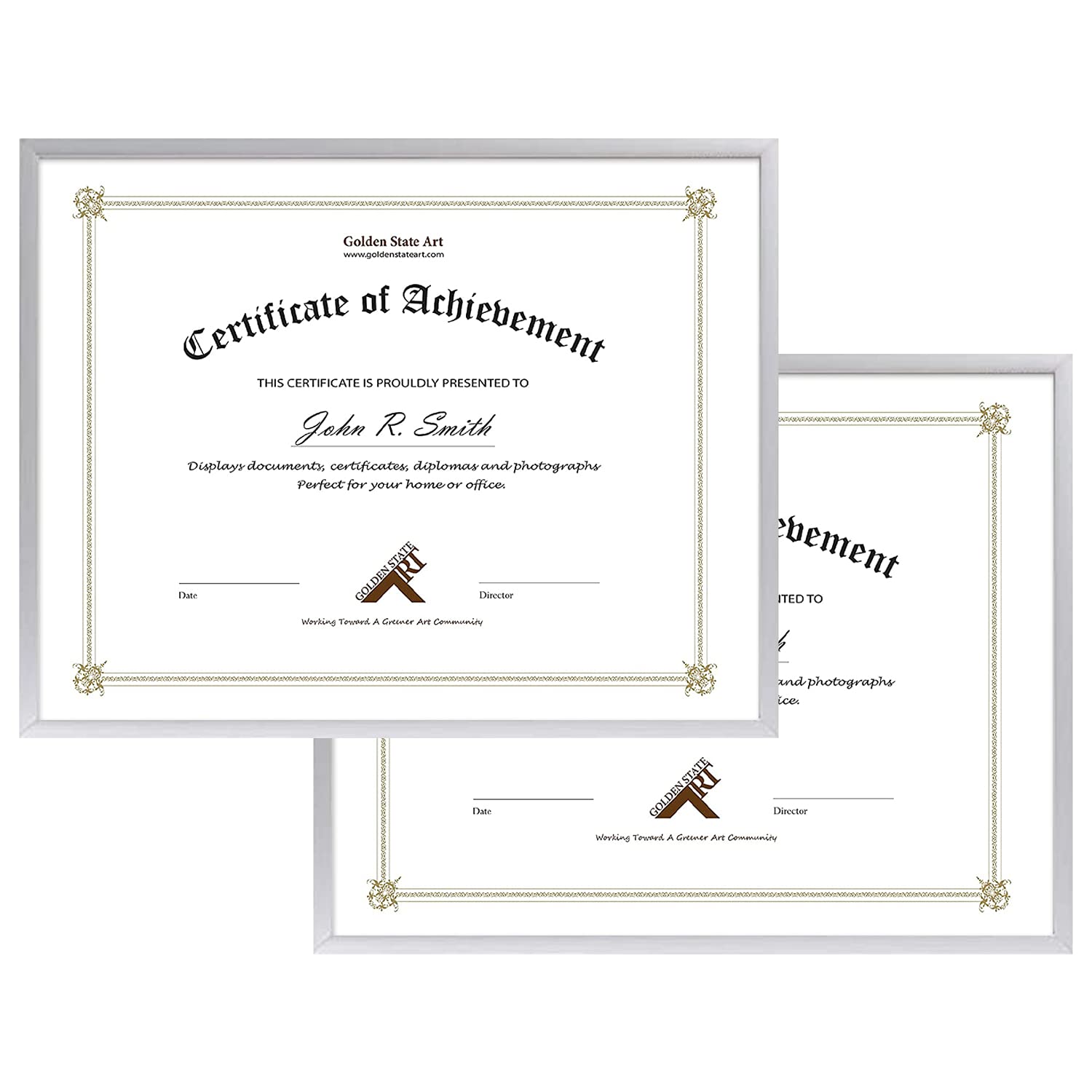 Golden State Art Silver Aluminum Diploma Frame