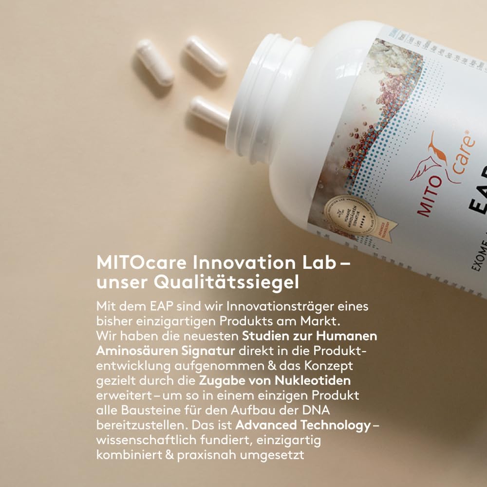 EAP (Exome Amino Acid) Aminosäuren Komplex - 20 essentielle Amino-Säuren nach DNA Bauplan - Vorratspack mit 180 Kapseln - Monatspackung mit 360 Kapseln - Produziert in Deutschland