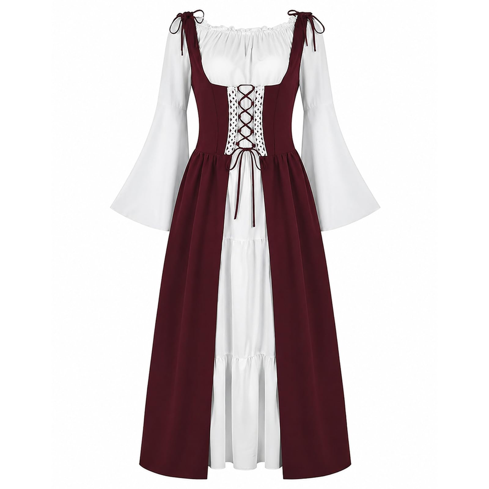 Vestito da donna rinascimentale vittoriano, maxi abito medievale con maniche a tromba, costume da principessa gotico, costume da regina per feste, carnevale e cosplay