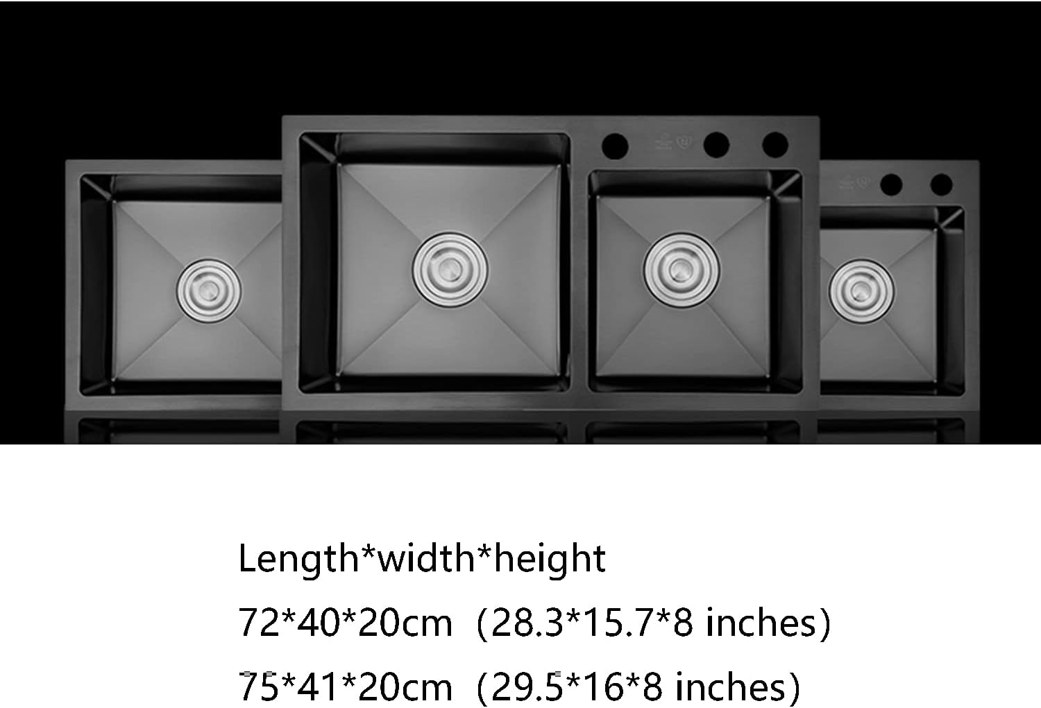 Black Stainless Steel Large Double Bowl Sink, Under-Mounted Workstation Farmhouse Sink(B 72 * 40 * 20cm) (B 75 * 41 * 20cm)