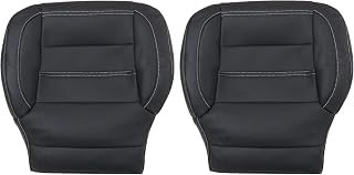 Priprilod Perforated Black Leather Driver and Passenger Side Bottom Replacement Seat Cover Compatible with GMC Sierra 2500 3500 2014 2015 2016 2017 2018 2019