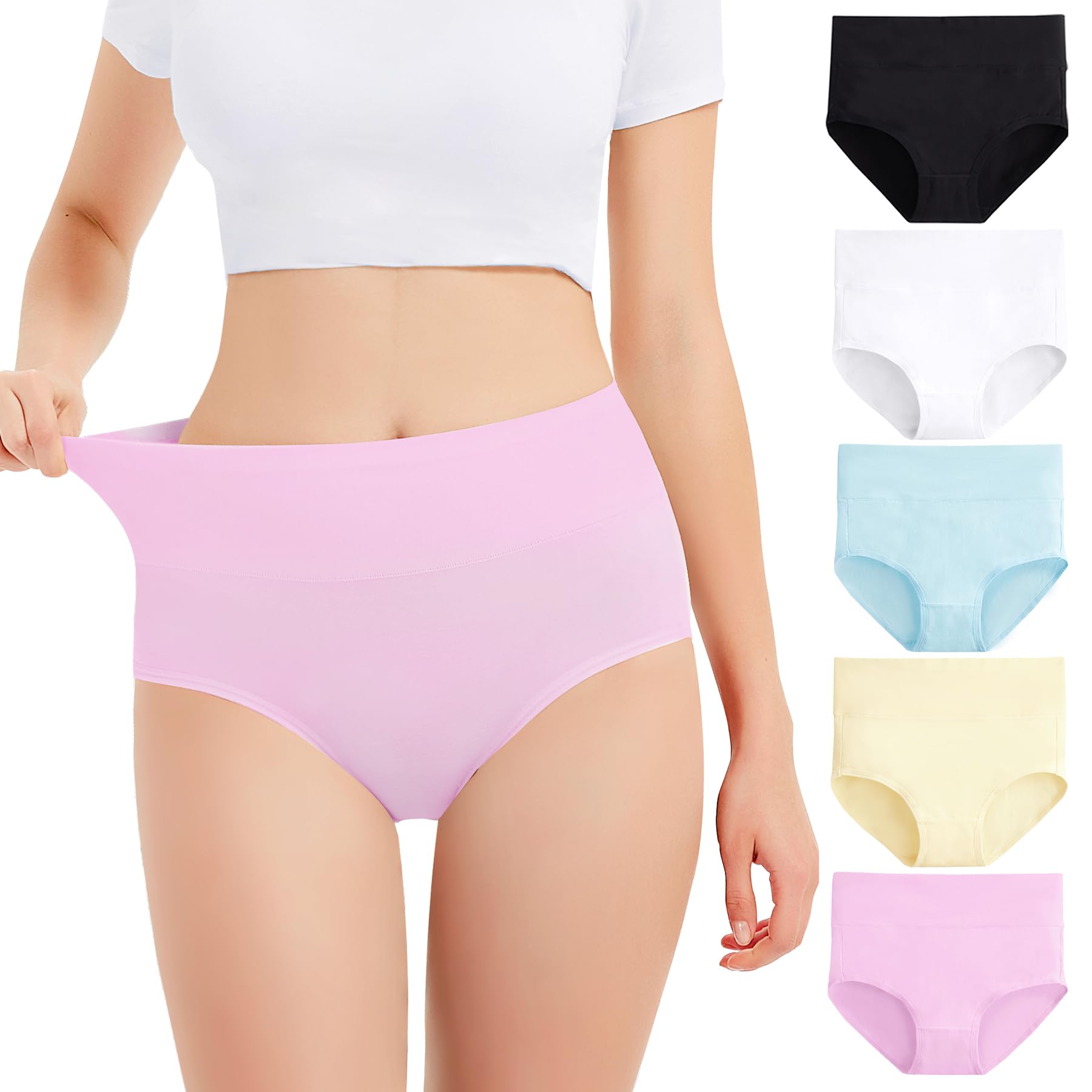 Falechay Mutanda Donna Vita Alta Cotone Slip Traspirante Confortevole Pacco da 5