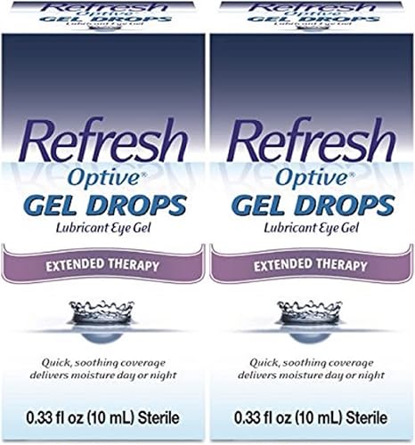 Refresh Optive Gel Drops - Gel lubricante para ojos, 0.33 onzas líquidas (paquete de 2) estéril, el embalaje puede variar