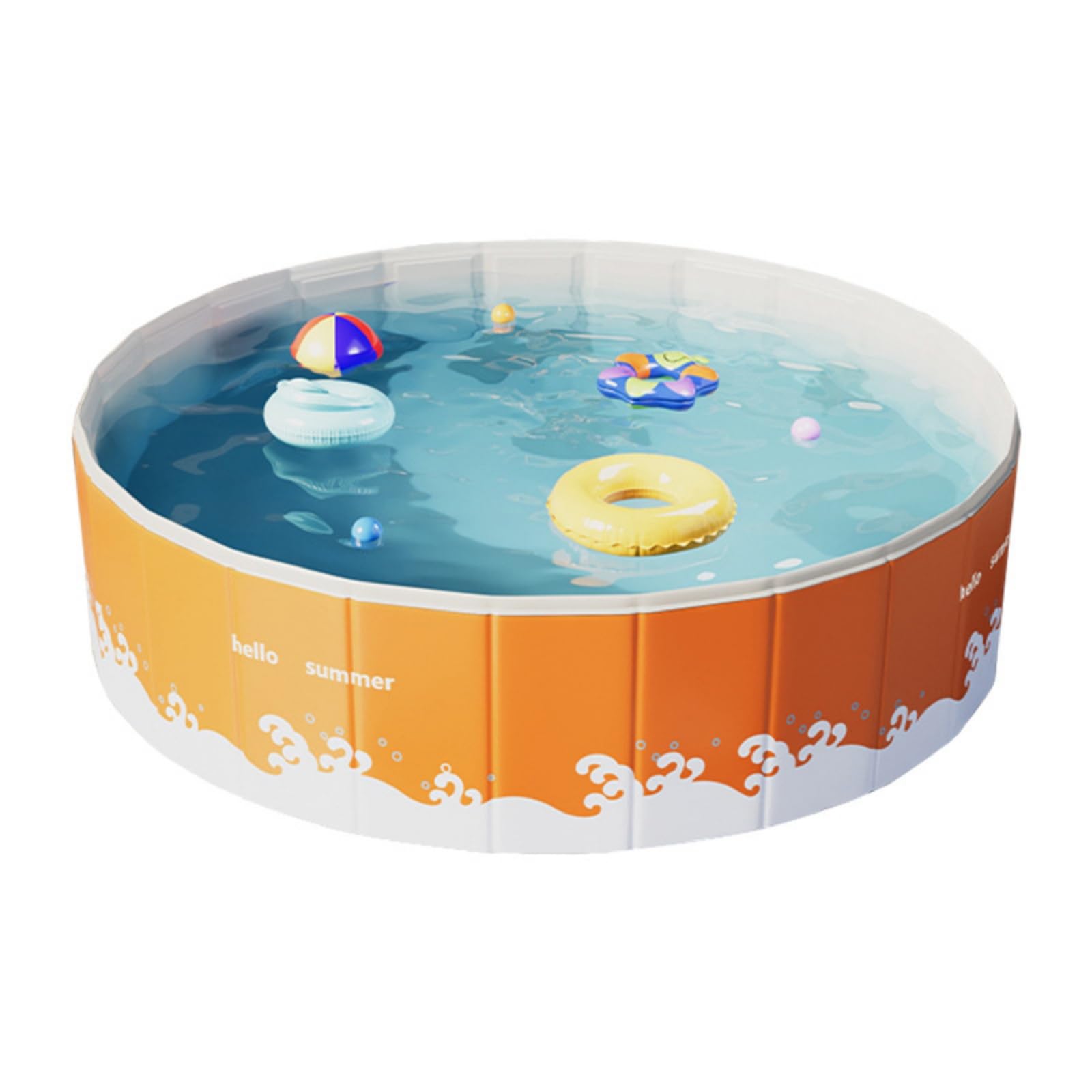 Piscina Plegable Sin Hinchado para Niños y Perros Grandes - PVC 5-Capas Ultra-Resistente, No Inflable/Sin Montaje, Fácil Limpiar y Almacenar para Jardín/Patio (Naranja, 90 * 48cm)
