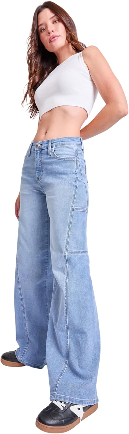 YMI Women's High Rise Wide Leg Cargo Jeans, P201011 - Image 6