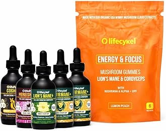 - Premium Mushroom Extract Liquid Bundle – Lion’s Mane, Cordyceps, Reishi, Chaga, Turkey Tail & Shiitake (1oz Each) with Included Energy Gummies (10-Count), for Vitality & Mental Clarity