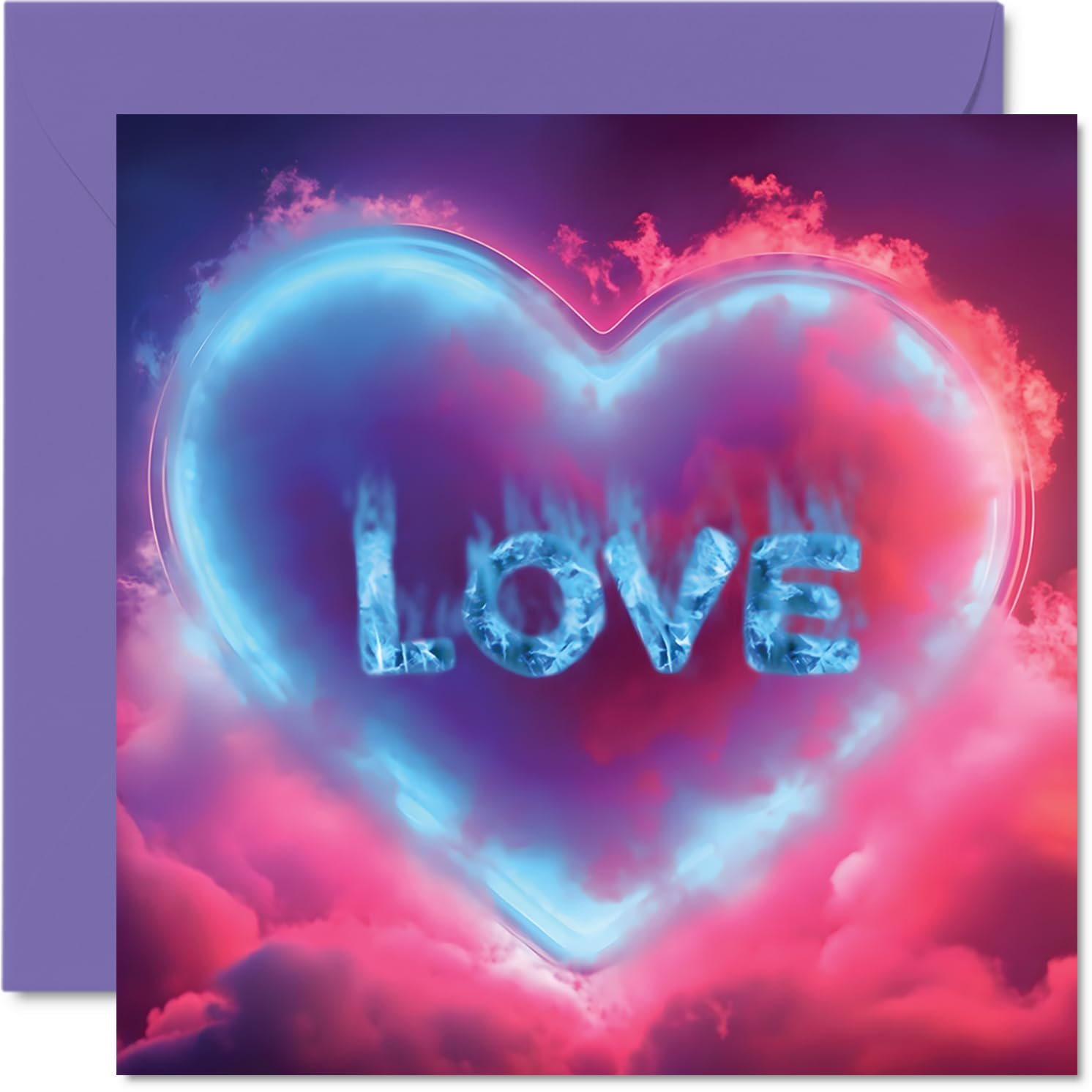 Fun Anniversary Card - Neon Love Heart - Cute Happy Anniversary Card for Partner from Husband Wife Boyfriend Girlfriend, 145mm Anniversaries Greeting Cards