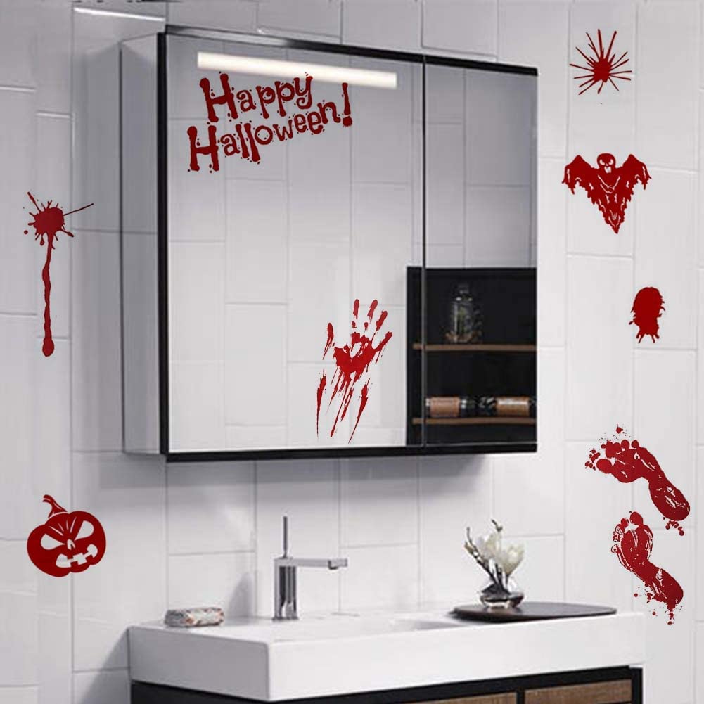 Amazon.co.jp: ホラー ハロウィン ステッカー 血の手形 血の足形 血痕