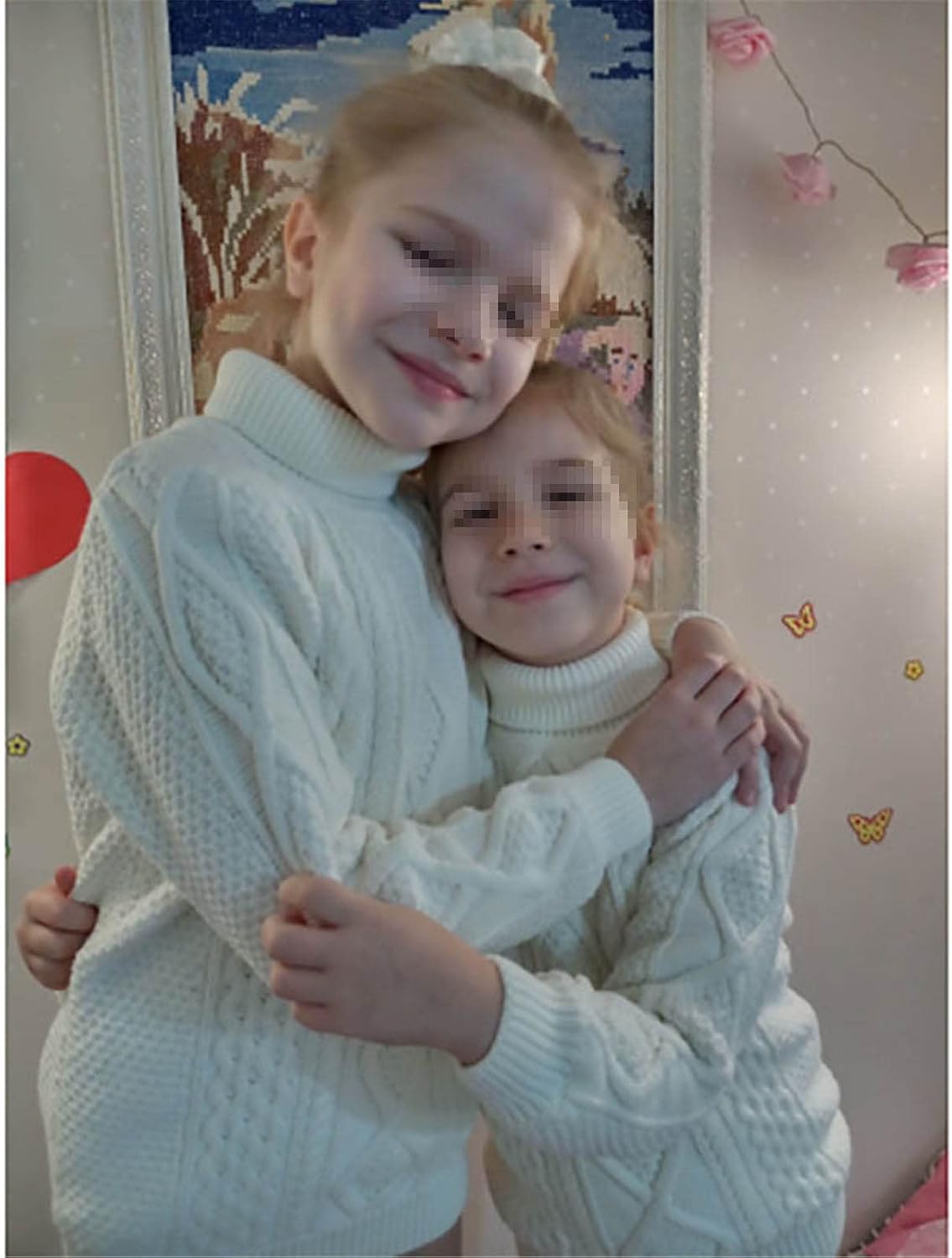 Yiqinyuan Children Clothes Baby Boys Cotton Warm Pullovers Velvet Thicken Turtleneck Knitted Loosen Jacket Sweater Baby Girl White H 10