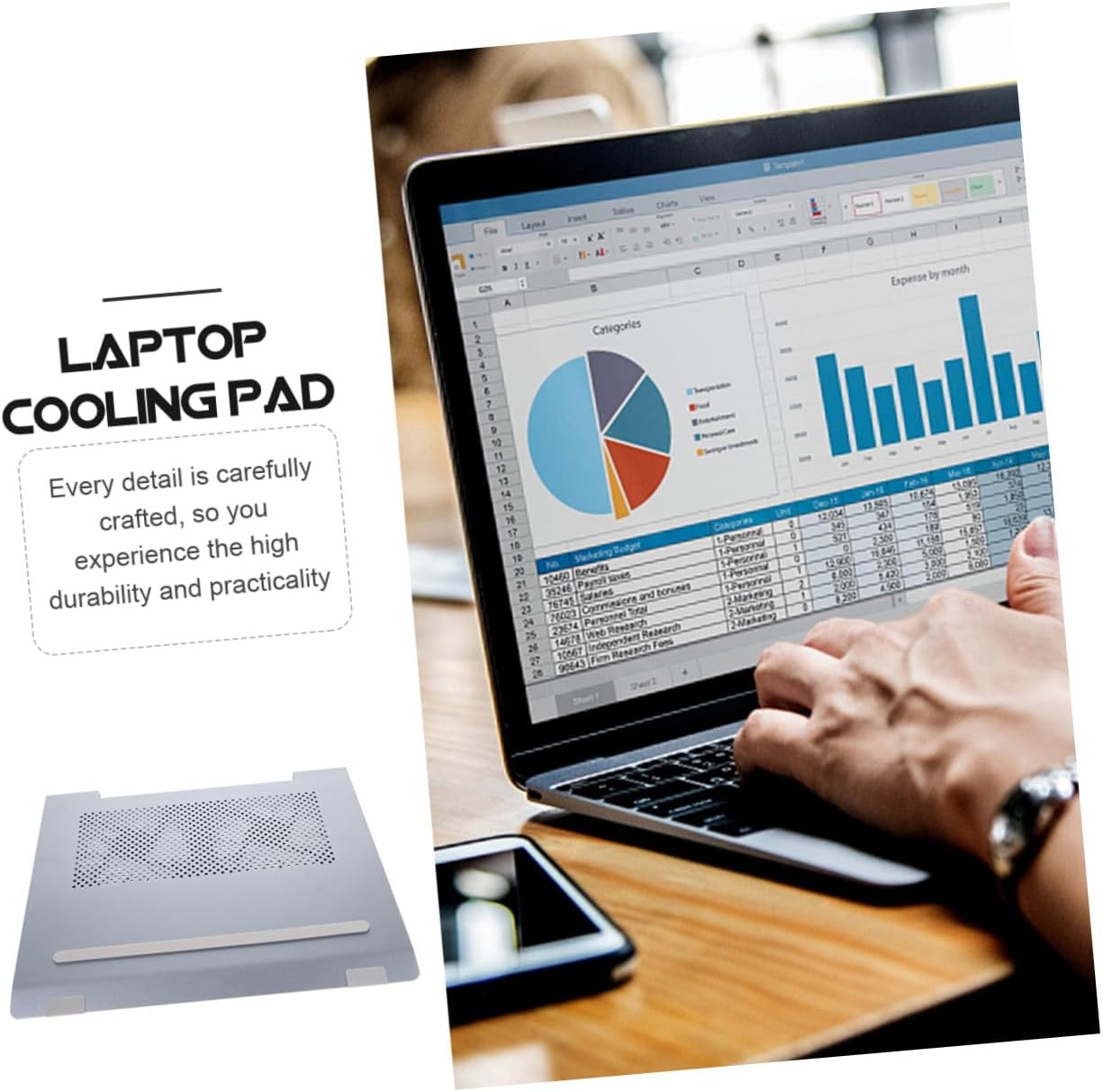 Aluminum Alloy Laptop Cooling Pad with Fan Cooler Stand Gaming Laptop Cooler with Ventilated Support for Overheating Prevention Gray