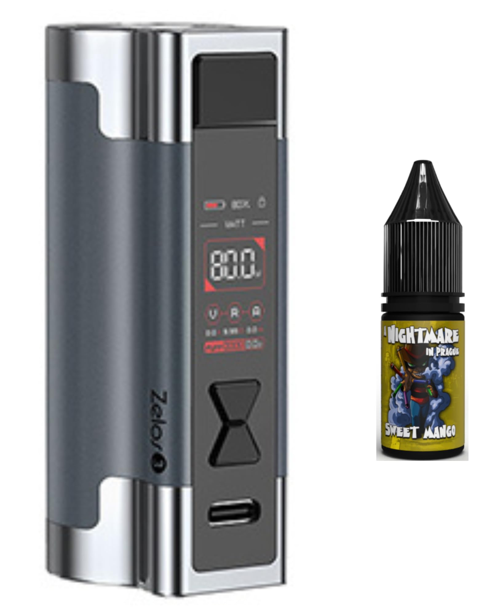 Aspire Zelos 3 MOD Regulated 80 watts 3200MAH 0.96 TFT Colour Screen Compatible With Aspire Zelos 3 Tank+ 10ml Nightmare Juice Nicotine Free (Gunmetal)