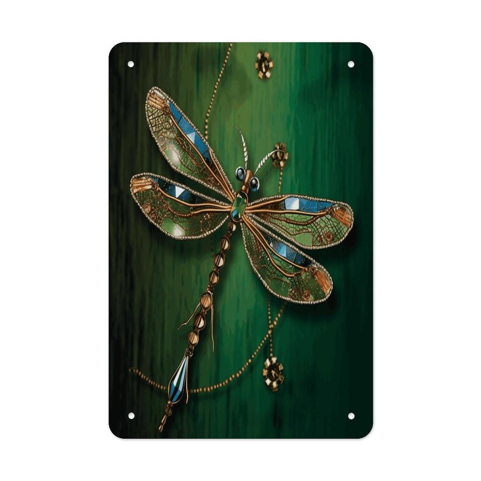 VstaDank Jewel Dragonfly Metal Tin Signs Personalized Wall Art Prints Decoration Art Poster Funny Vintage Tin Sign Iron Sheet Painting Metal Signboard Decor Painting for Wall Decor