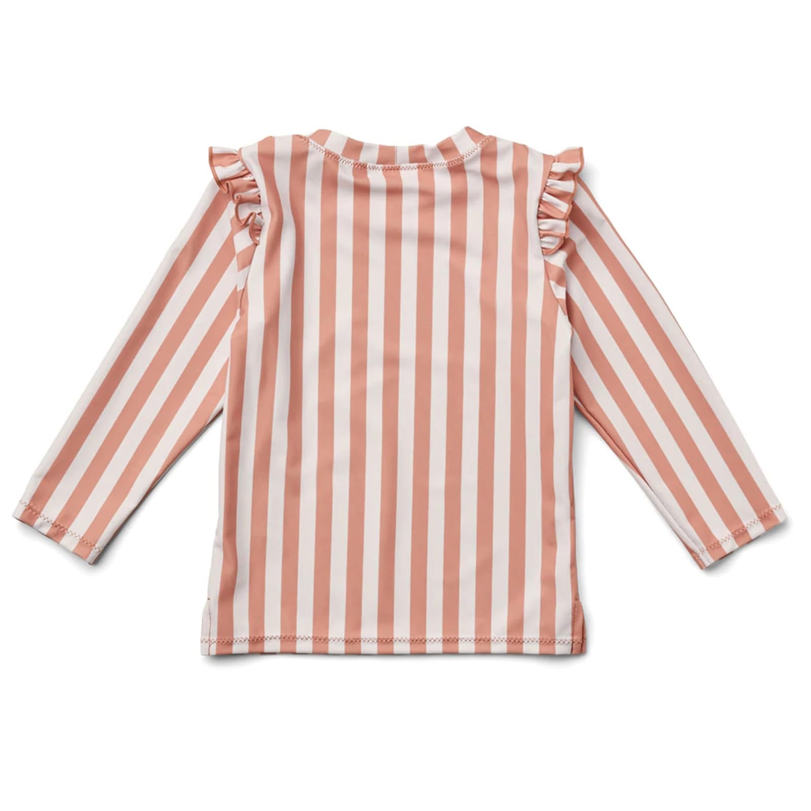 LDIOIF Girls Swim Shirt Long Sleeve Rash Guard T-Shirt Pink Striped Tankini Top SPF Lightweight Water Shirt with Ruffles 3-4T