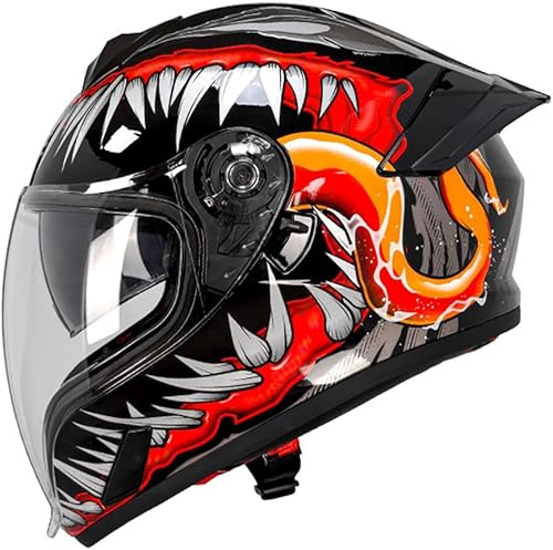 Casco de motocicleta para adultos para hombres y mujeres, casco de motocicleta aprobado por DOT, casco modular de cara completa con visera única,