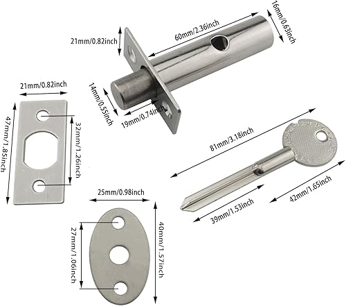 Miniatura 2 de JianLing 1 juego de acero inoxidable oculto de gestión de tubería de pozo de llave cerradura con tornillos 2.362 in mantenimiento cerradura de