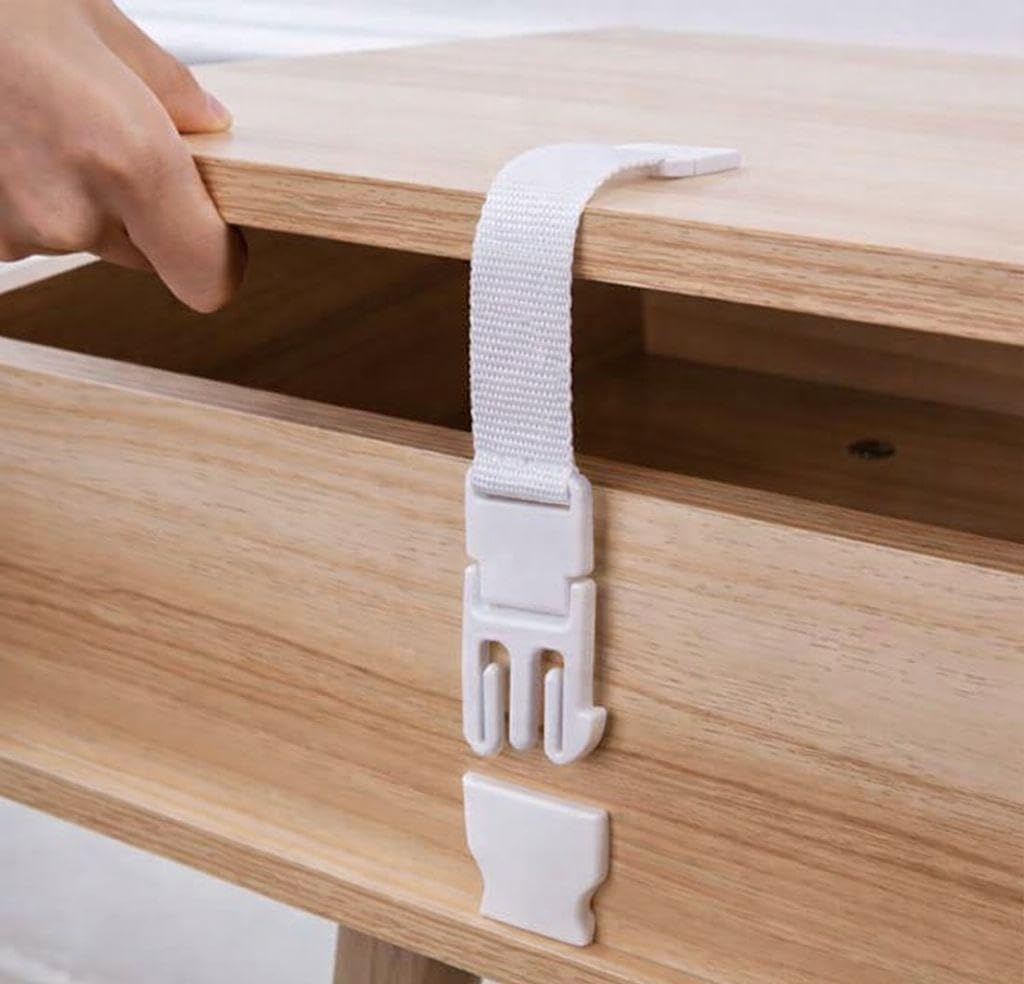 Premium 10'lu Paket Bebek Güvenlik Kilidi - Güçlendirilmiş Yapışkanlı Çok Amaçlı Dolap ve Çekmece Kilidi, Delme Gerektirmeyen Ayarlanabilir Emniyet Kilidi, Ev ve Beyaz Eşya Koruması