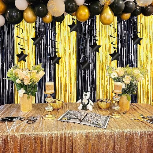 Image of BEISHIDA Black Stars Hanging Swirls Bachelorette Graduation Hanging Ornament Decorations for Birthday Party Supplies Congrats Grade 2026 Graduation Decorations,Pack of 15