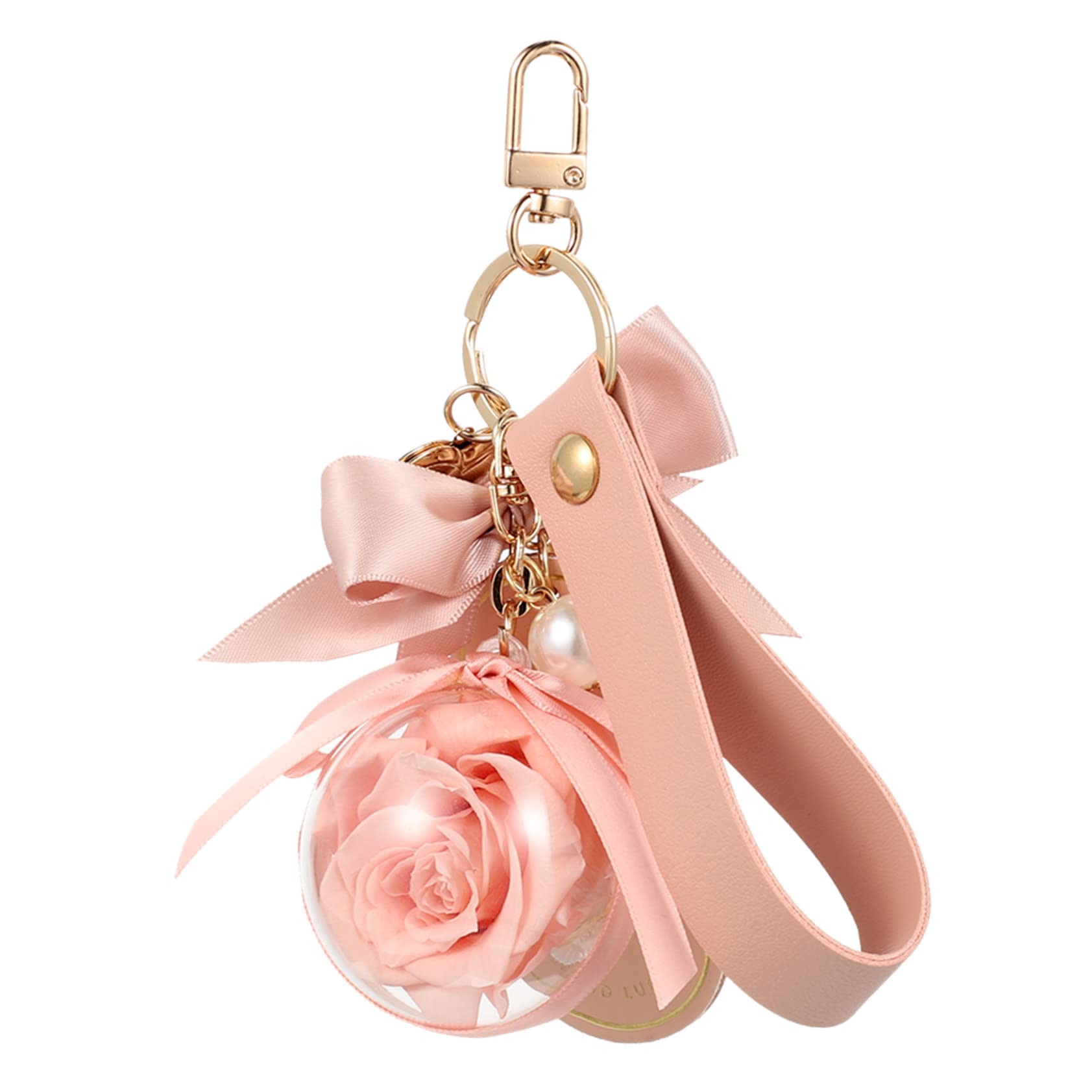 VALICLUD Llavero Flor Preservada Cadenas Colgante De Corazón Llaveros Felpa Equipo Kit Para Hacer Pulseras Con Cuentas De Arcilla Colgante De Coche De Flores Rosa Paño