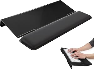 Laborio Keyboard Stand with Wrist Rest, Acrylic Computer Keyboard Holder for Ergonomic Typing, Non-Slip Silicone Base Wrist Pad Support, Office Desk Accessories (Black+Black Wrist Rest)