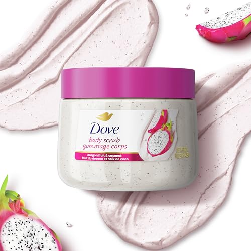 Dove Body Scrub Dragon Fruit & Coconut Cream Body Scrub Exfoliates and Deeply Nourishes for Smooth, Radiant Skin 15 oz