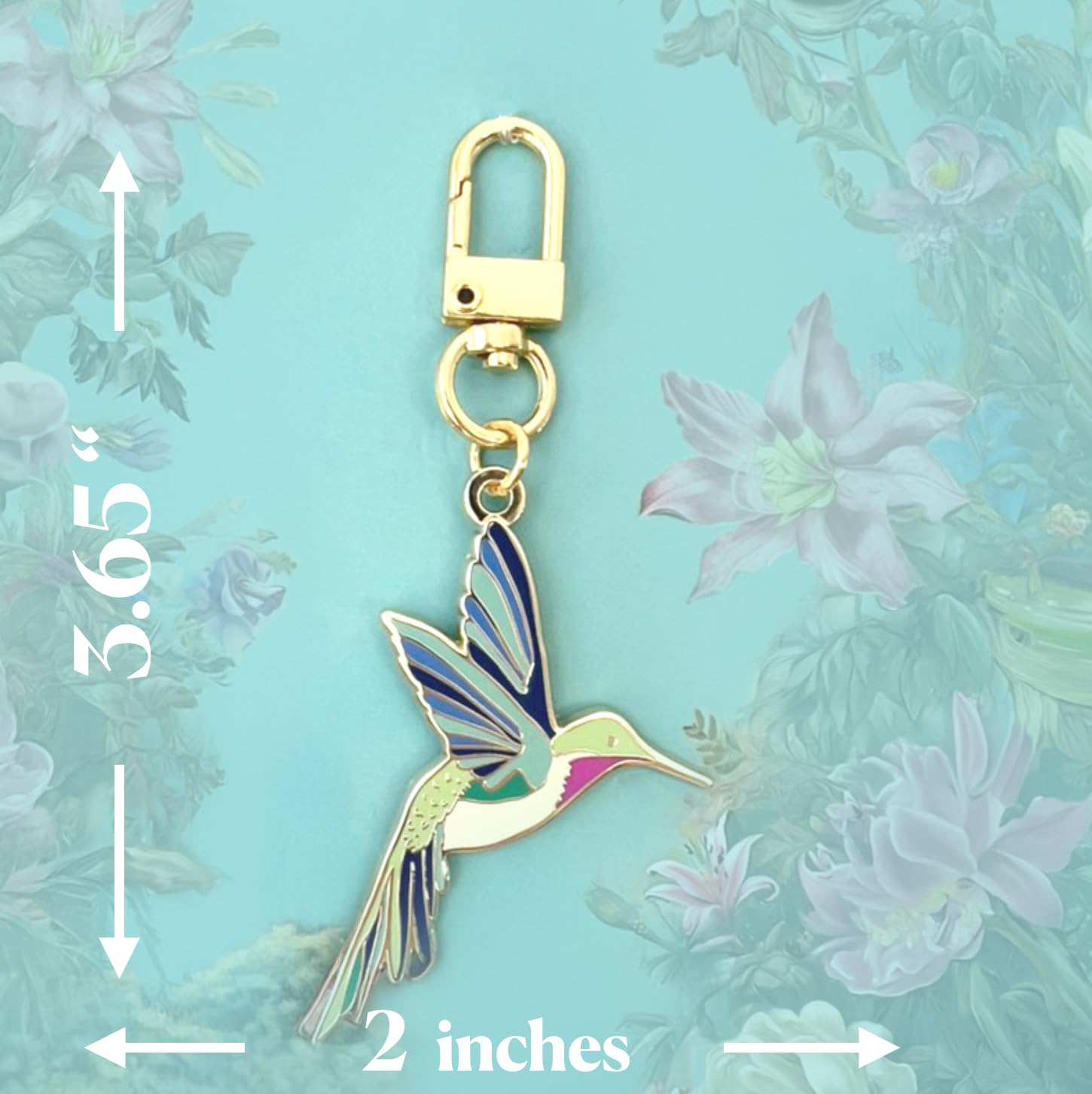 HAPPILY PLANTS Cute Hummingbird Keychain Bag Charm, Bird Gardening Gifts, Nature Gifts Key Ring Accessories for Women, Bird Brooch Charm Jewelry