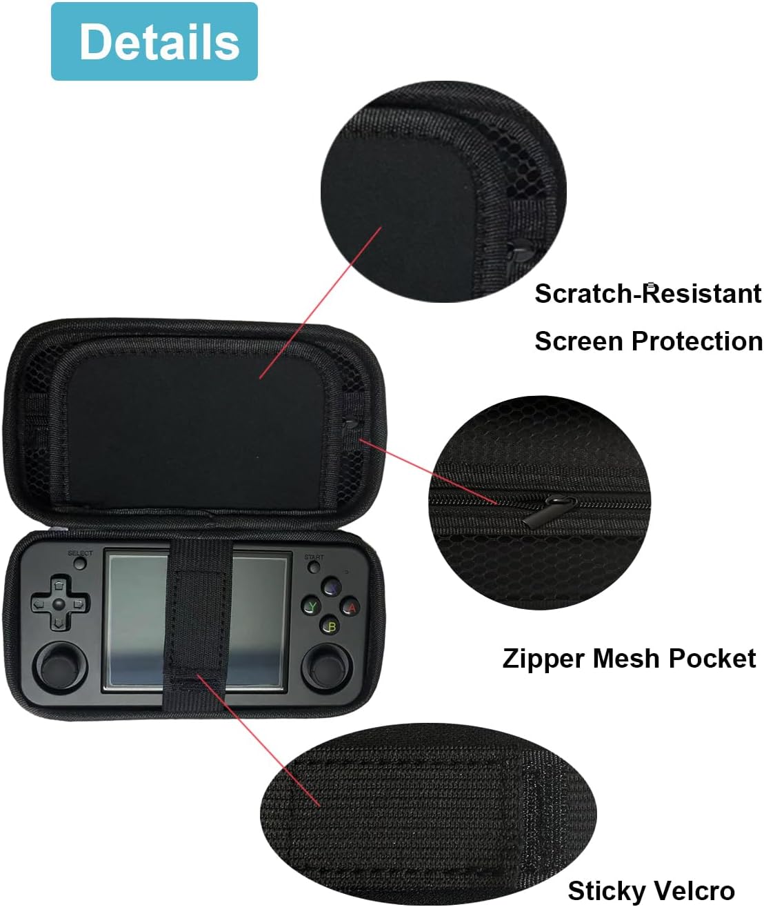 Carrying Case for RG35XX H / RG353M Handheld Game Console, Portable Game Console Storage Case with Screen Protector - Image 3