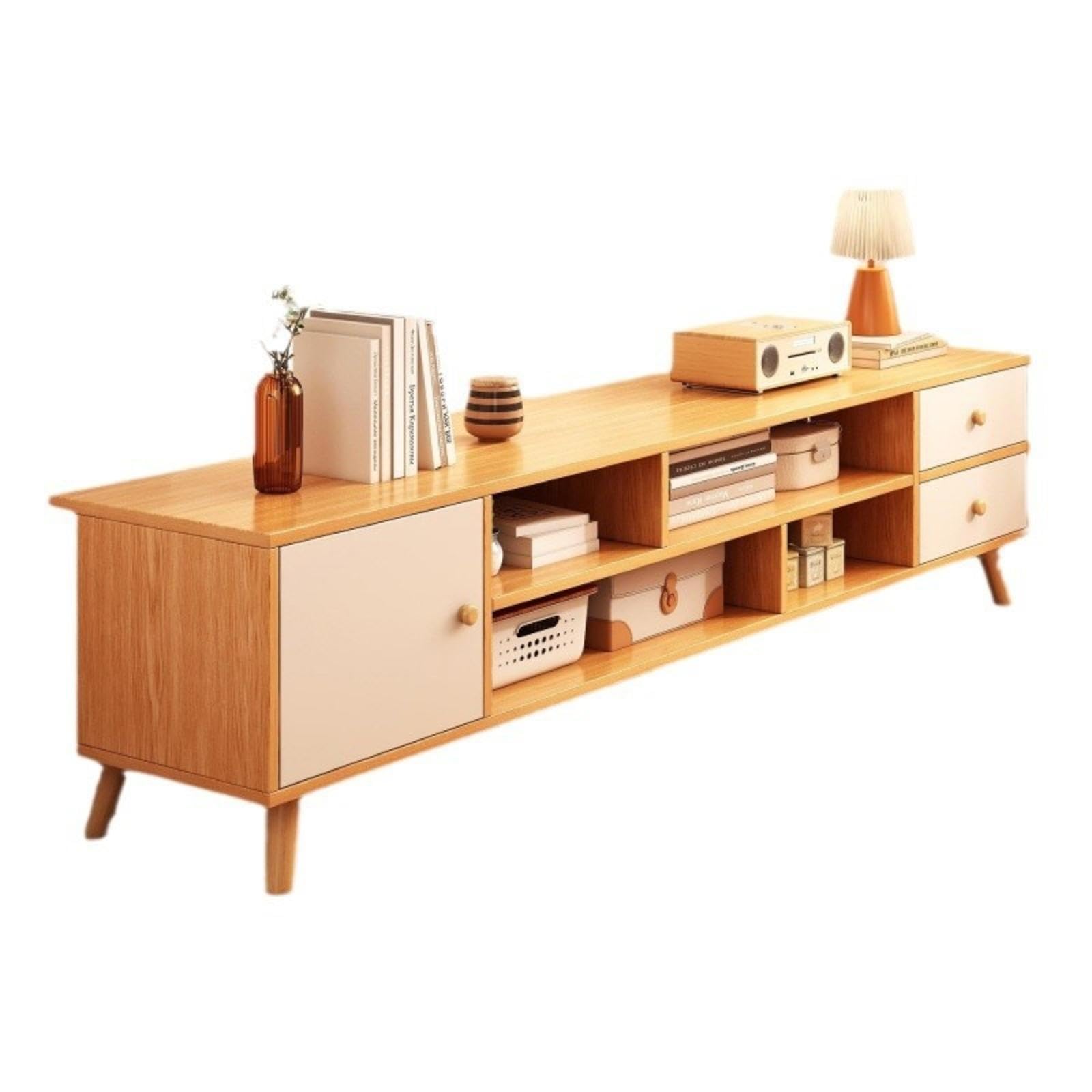 Générique Meuble TV Table Basse Moderne Simple sur Pied, Meuble de Salon Style rondin, Petit Meuble TV pour Chambre à Coucher, 120 cm