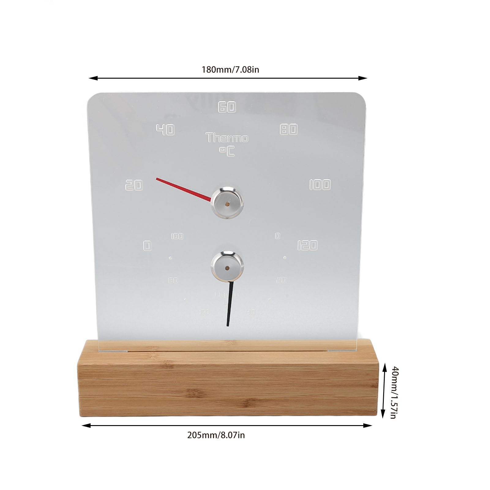 Igrotermografo per Sauna, Termometro per Sauna con Base in Legno Accurato per Hotel (Celsius 0℃-120℃)