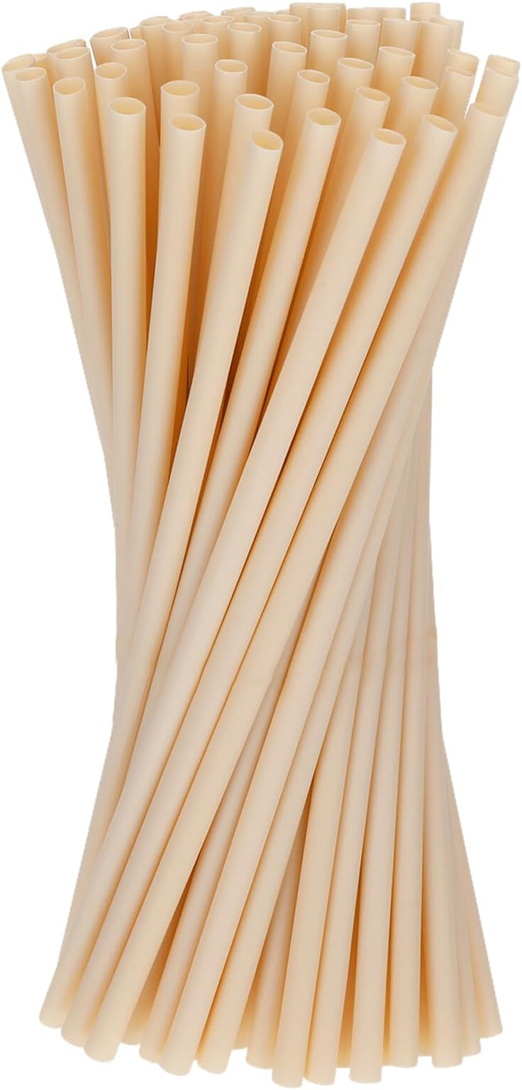 200 Pack Bamboo Straws, Compostable Cocktail Straws, 8 Inch Biodegradable Sugarcane Agave Alternative Eco-Friendly Compostable Option, Plant-Based Disposable for Smoothies Restaurants Parties