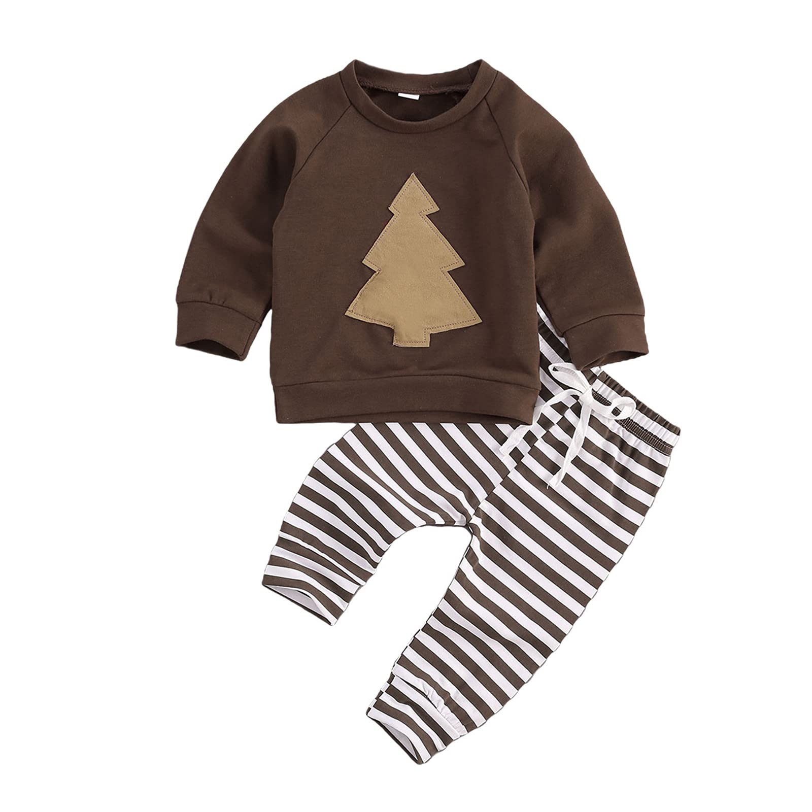 Toddler Baby Boy Girl Long Sleeve Cotton Plaid Pullover Sweatshirt Trousers Two Piece Outfits Fall Winter Clothes