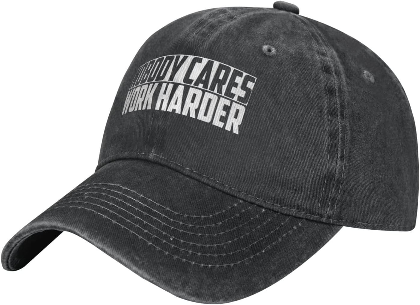 FJQWKLF Nobody Cares Work Harder Motivational Quote Cowboy hat Baseball Cap Women Sun Hat Men Dad Hat Trucker hat Black