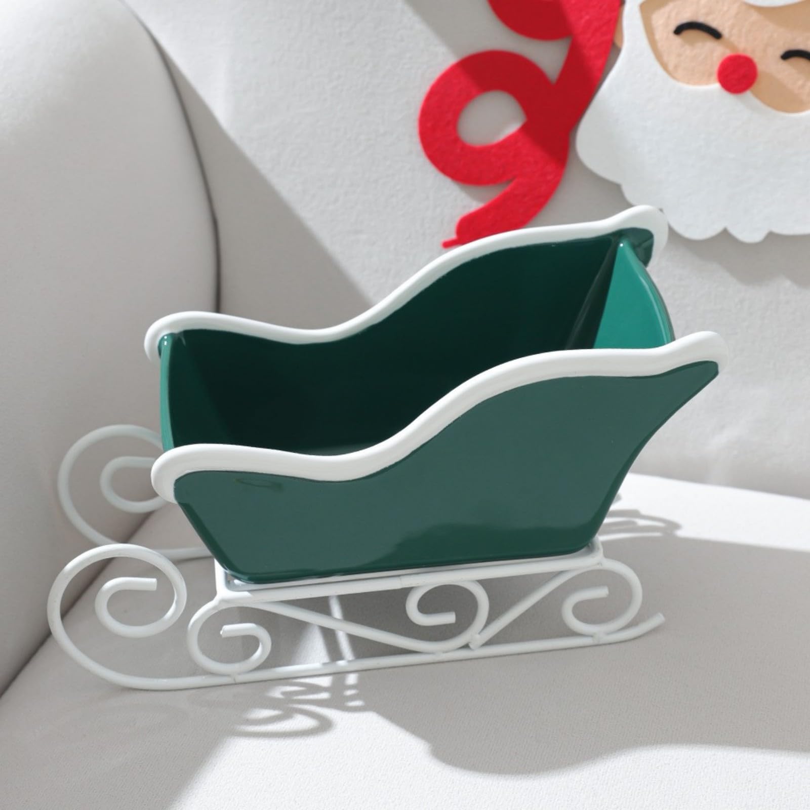 Fioriera natalizia in ceramica a forma di slitta decorativa per caramelle, supporto da ingresso per caminetti, decorazione da tavolo, decorazione per le vacanze, per la casa