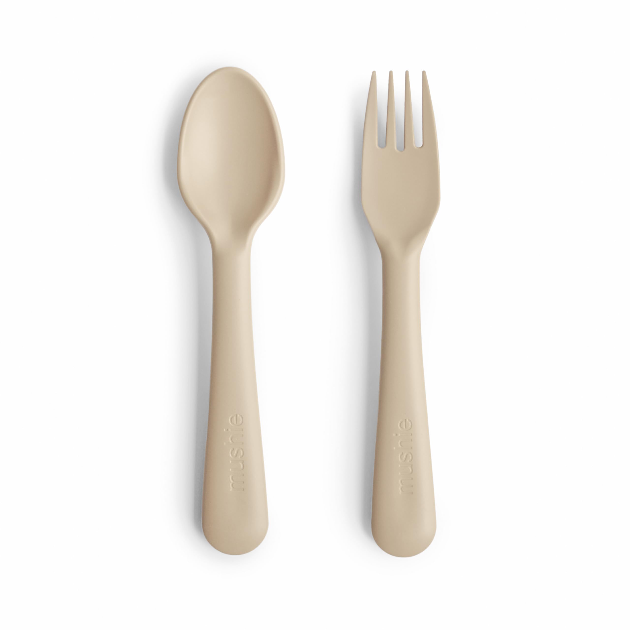 mushie Flatware Fork and Spoon Set For Kids | Made in Denmark (Vanilla)