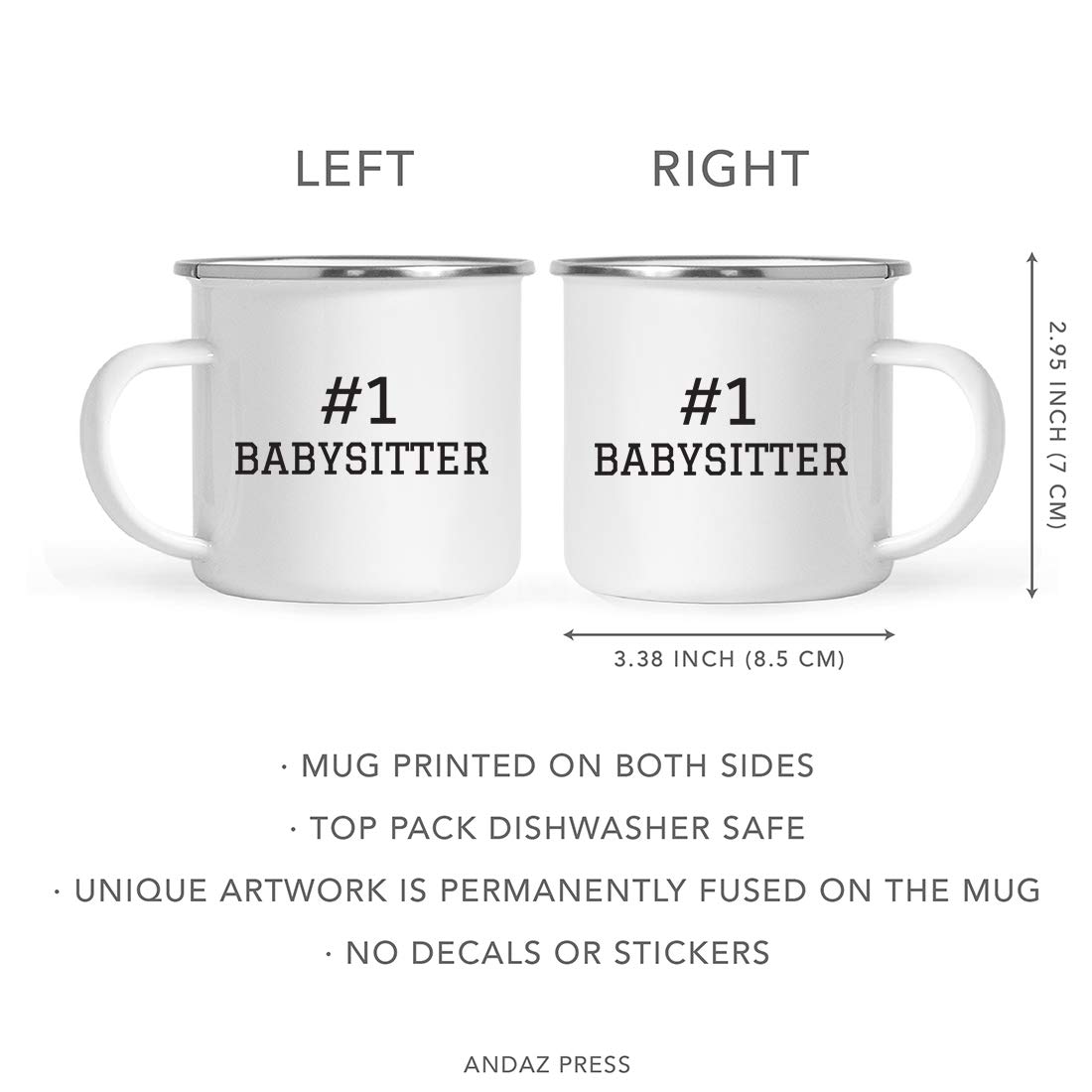 Andaz Press Stainless Steel Campfire Coffee Mug Thank You Gift, 1 Babysitter, 1-Pack, Birthday Gift Ideas Coworker Him Her, Includes Gift Box