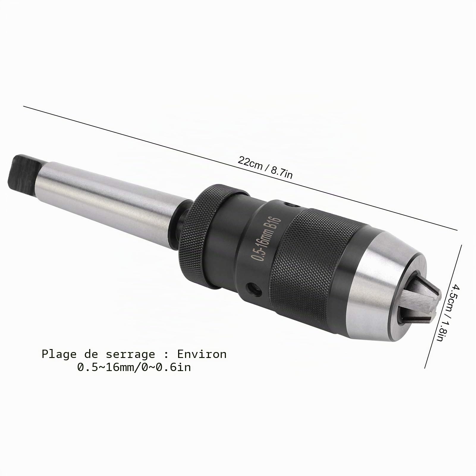 Pour perceuse à colonne MK3-B16 mandrin sans clé 0.5-16mm dispositif de serrage rapide conique morse adapté à la perceuse à colonne, fraiseuse, tour